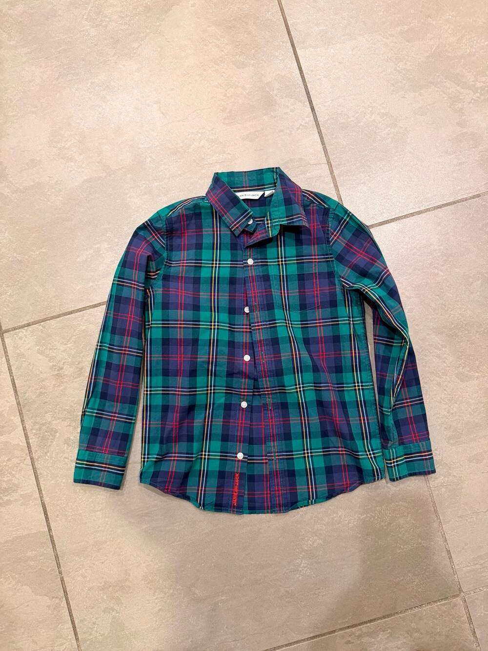 Janie and Jack Boys Plaid Button Down Shirt Size 7